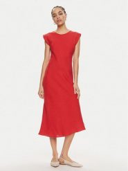 Marella Sukienka letnia Hidalgo 2413221192 Czerwony Regular Fit. Czerwone sukienki damskie Marella, bez wzorów, ze lnu, bez ramiączek. Za 1,149.00 zł.