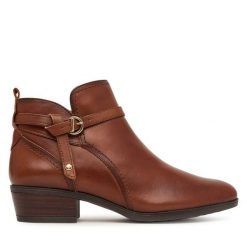 Botki Pikolinos. Brązowe botki damskie Pikolinos, bez obcasa, na słupku, bez zapięcia. Za 759.99 zł.