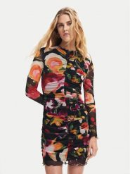 Desigual Sukienka codzienna Manila 24WWVK47 Czarny Slim Fit. Czarne sukienki damskie Desigual, bez wzorów, z syntetyku, bez ramiączek. Za 239.99 zł.