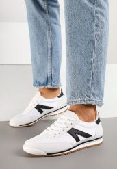 Białe Sneakersy w Stylu Kultowych Tenisówek z Ozdobnymi Przeszyciami Valtewi. Białe obuwie sportowe damskie Born2be, z jeansu, bez zapięcia, tenisowe. Za 84.99 zł.