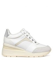 Geox Sneakersy D Zosma D558LA 08522 C1352 Biały. Białe obuwie sportowe damskie Geox, ze skóry, bez zapięcia. Za 309.99 zł.