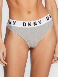 DKNY Stringi DK4529 Szary. Szare stringi DKNY, bez wzorów, z bawełny. Za 79.99 zł.