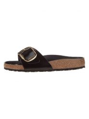 Birkenstock Skórzane klapki "Madrid" w kolorze czarnym rozmiar: 40. Czarne klapki damskie Birkenstock, bez wzorów, z otwartym noskiem, bez obcasa, bez zapięcia. Za 332.45 zł.