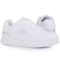 Buty damskie trampki sportowe Kappa EMELA. Białe trampki damskie Kappa, bez wzorów, bez zapięcia. W wyprzedaży za 129.00 zł.