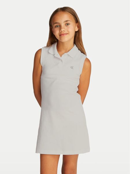 Calvin Klein Jeans Sukienka codzienna IG0IG02914 Biały Regular Fit. Białe sukienki dziewczęce Calvin Klein Jeans, bez wzorów, z bawełny, bez ramiączek, proste. Za 159.99 zł.