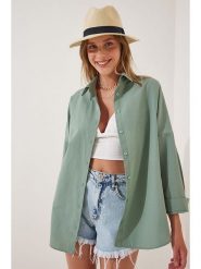 Happiness Istanbul Koszula w kolorze miętowym rozmiar: 40. Zielone koszule damskie Happiness Istanbul, bez wzorów, bez kołnierzyka, bez ramiączek. Za 65.54 zł.