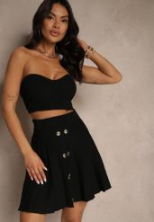 Czarna Spódnica Plisowana z Wiskozą High Waist i Guzikami Natolira. Czarne spódnice damskie Renee, na co dzień, m, bez wzorów, z wiskozy, eleganckie, mini. Za 74.99 zł.