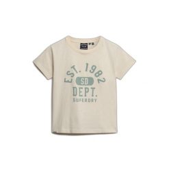 Dopasowana koszulka z motywem dla kobiet Superdry Athletic. Białe bluzki damskie Superdry, bez wzorów, bez kołnierzyka, bez ramiączek. Za 131.90 zł.