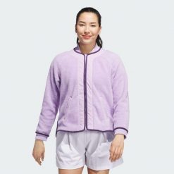 Kurtka Go-to Fleece. Czerwone kurtki damskie Adidas, uniwersalny, bez wzorów, z polaru, bez kaptura. Za 439.00 zł.