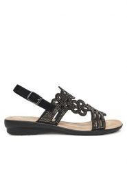 Clara Barson Sandały WSXD015-06 Czarny. Czarne sandały damskie Clara Barson, bez wzorów, z materiału, bez obcasa, na płaskiej podeszwie, bez zapięcia. Za 79.99 zł.