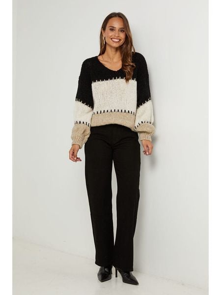 L'armoire de Suzette Sweter w kolorze czarno-kremowym rozmiar: 38/40. Brązowe swetry klasyczne damskie L'armoire de Suzette, l, bez kołnierzyka. Za 117.99 zł.