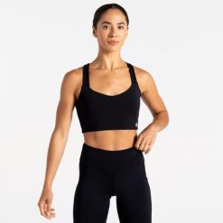 Biustonosz sportowy damski Swift. Brązowe biustonosze sportowe damskie Dare 2b, bez wzorów, z elastanu. W wyprzedaży za 109.99 zł.