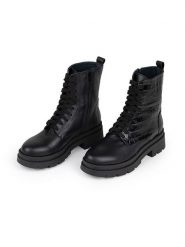 Anna Morellini Skórzane botki "Eliolia" w kolorze czarnym rozmiar: 38. Czarne botki damskie Anna Morellini, ze skóry, bez obcasa, bez zapięcia. Za 324.26 zł.