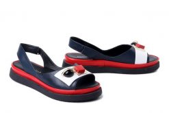 BOMBONELLA 745.07 T11 T SYH granatowy, sandały damskie. Niebieskie sandały damskie Bombonella, bez wzorów, ze skóry, bez obcasa, na obcasie, bez zapięcia. Za 294.90 zł.