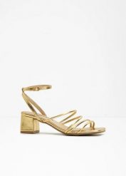 Sandały. Żółte sandały damskie bonprix, bez wzorów, bez obcasa, bez zapięcia. Za 129.99 zł.