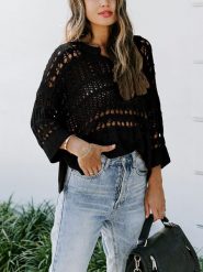 Milan Kiss Sweter w kolorze czarnym rozmiar: M. Czarne swetry klasyczne damskie Milan Kiss, m, bez kołnierzyka. Za 105.88 zł.