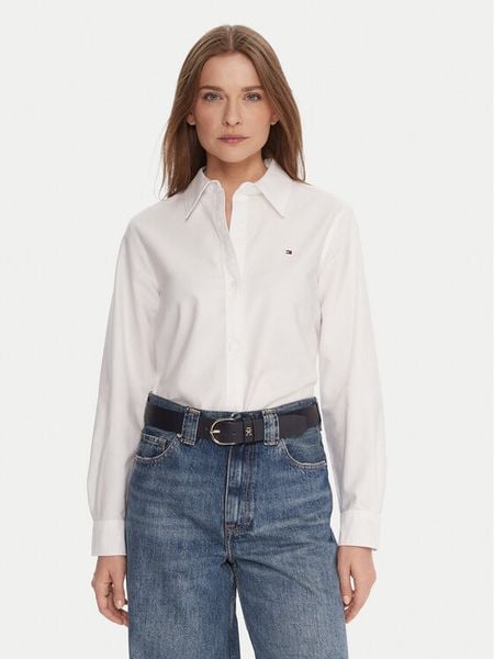 Tommy Hilfiger Koszula WW0WW46111 Biały Relaxed Fit. Białe koszule damskie Tommy Hilfiger, bez wzorów, z bawełny, biznesowe, bez kołnierzyka, bez ramiączek. Za 259.99 zł.