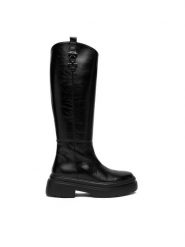 Aigner Kozaki 1252040 Czarny. Czarne kozaki damskie Aigner, ze skóry, bez obcasa, na płaskiej podeszwie, bez zapięcia. Za 2,549.00 zł.