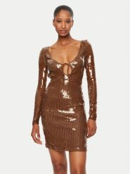 Bardot Sukienka koktajlowa Verona 59513DB Brązowy Regular Fit. Brązowe sukienki damskie Bardot, bez wzorów, z syntetyku, wizytowe, bez ramiączek. Za 339.99 zł.