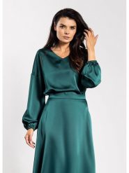 Awama Bluzka w kolorze zielonym rozmiar: S. Zielone bluzki damskie Awama, s, bez wzorów, bez kołnierzyka, bez ramiączek. Za 134.85 zł.