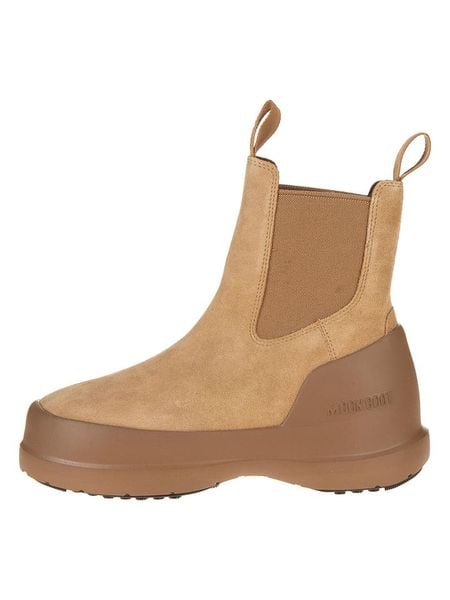 Moon Boot Skórzane botki "Luna Chelsea Suede" w kolorze jasnobrązowym rozmiar: 42. Brązowe botki damskie Moon Boot, bez obcasa, bez zapięcia. Za 525.95 zł.