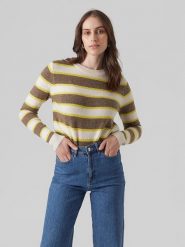Vero Moda Sweter w kolorze brązowo-kremowym rozmiar: S. Brązowe swetry klasyczne damskie Vero Moda, s, bez kołnierzyka. Za 43.88 zł.