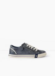 Sneakersy Mustang. Niebieskie obuwie sportowe casual damskie bonprix, bez zapięcia. Za 259.99 zł.