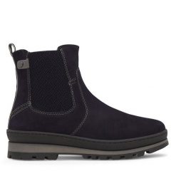 Botki Go Soft. Niebieskie botki damskie GO SOFT, bez obcasa, na płaskiej podeszwie, bez zapięcia. Za 269.99 zł.