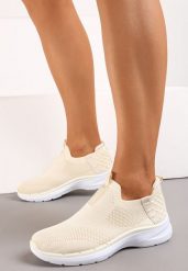 Beżowe Wsuwane Buty Sportowe z Elastyczną Cholewką Delillahe. Brązowe obuwie sportowe casual damskie Born2be, z materiału. Za 49.99 zł.