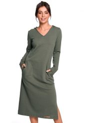 Be Wear Sukienka w kolorze khaki rozmiar: XXL. Brązowe sukienki damskie Be Wear, bez wzorów, bez ramiączek. Za 166.88 zł.