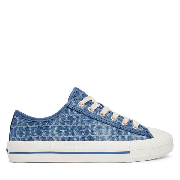 Trampki Guess. Niebieskie trampki damskie Guess, z aplikacjami, bez zapięcia. Za 311.99 zł.