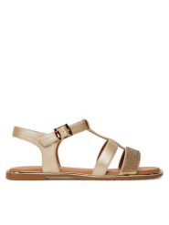 Tommy Hilfiger Sandały T3A2-33781-1372 S Złoty. Żółte sandały dziewczęce Tommy Hilfiger, ze skóry, bez obcasa, bez zapięcia. Za 219.99 zł.