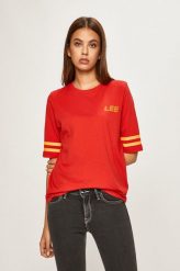 LEE GRAPHIC TEE DAMSKI T-SHIRT KOSZULKA LOGO BRIGHT RED L44SWMEF 112109981. Czerwone bluzki damskie Lee, l, bez wzorów, bez kołnierzyka. W wyprzedaży za 39.99 zł.