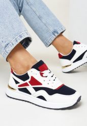Biało-Granatowe Sneakersy Zdobione Wstawkami Garcia. Białe obuwie sportowe damskie Born2be, z jeansu, bez zapięcia. Za 69.99 zł.