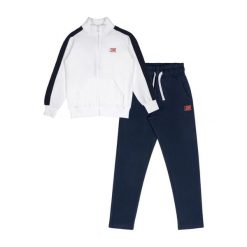 Bluza z bawełna z pełny zamek błyskawiczny na czas wolny. Białe bluzy damskie LEONE 1947 APPAREL, bez wzorów, z bawełny, bez kaptura. W wyprzedaży za 89.72 zł.