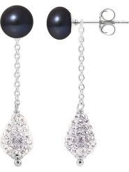 Pearline Srebrne kolczyki z kryształkami i perłami w kolorze białym rozmiar: onesize. Czarne kolczyki damskie Pearline, z kryształem, srebrne. Za 173.99 zł.