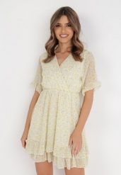Żółta Sukienka Ambrasius. Żółte sukienki damskie Born2be, bez wzorów, bez ramiączek. Za 159.99 zł.