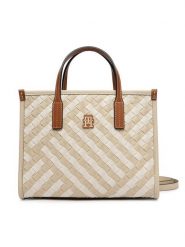 Tommy Hilfiger Torebka Th City Mini Tote AW0AW18393 Beżowy. Brązowe torebki klasyczne damskie Tommy Hilfiger, ze skóry, bez dodatków. Za 649.99 zł.