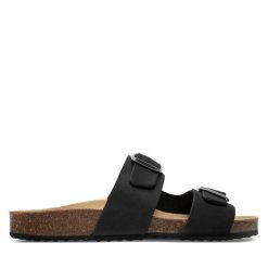 Klapki Geox. Czarne klapki damskie Geox, bez wzorów, bez obcasa, bez zapięcia. Za 329.99 zł.