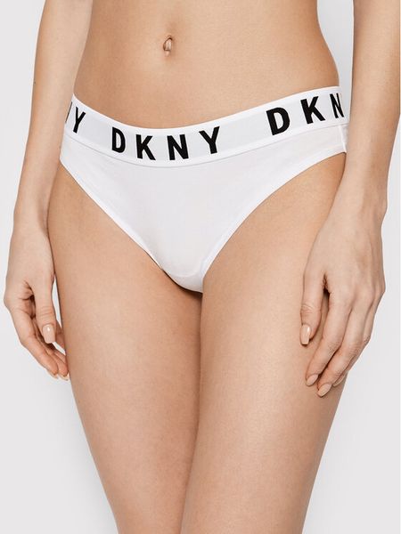 DKNY Stringi DK4529 Biały. Białe stringi DKNY, bez wzorów, z bawełny. Za 89.99 zł.