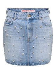ONLY Spódnica jeansowa Onur 15367472 Niebieski Regular Fit. Niebieskie spódnice damskie Only, l, bez wzorów, z bawełny. Za 299.99 zł.