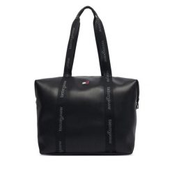 Torebka Tommy Jeans. Czarne shopper bag Tommy Jeans, z jeansu, bez dodatków. Za 449.99 zł.