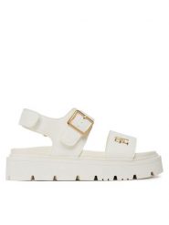 Tommy Hilfiger Sandały T3A2-33785-0326 M Écru. Sandały dziewczęce Tommy Hilfiger, ze skóry, bez obcasa, bez zapięcia. Za 209.99 zł.