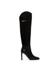 Elisabetta Franchi Kozaki SA-25L-66E2-V950 Czarny. Czarne kozaki damskie Elisabetta Franchi, ze skóry, bez obcasa, na szpilce, bez zapięcia. Za 4,059.00 zł.