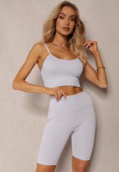 Jasnoniebieskie Szorty Typu Kolarki High Waist z Szeroką Gumką w Talii Nanseline. Niebieskie szorty damskie Renee, bez wzorów, z podwyższonym stanem. Za 24.99 zł.