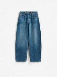 Jeansy barrel leg - granatowy. Niebieskie jeansy damskie Reserved. Za 129.99 zł.