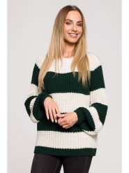 Made of emotion Sweter w kolorze ciemnozielono-kremowym rozmiar: S/M. Brązowe swetry klasyczne damskie Made Of Emotion, m, ze splotem, bez kołnierzyka. Za 92.21 zł.