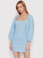 DeeZee Sukienka codzienna Gessa 12250 Błękitny Slim Fit. Niebieskie sukienki damskie DeeZee, bez wzorów, z bawełny, bez ramiączek. Za 129.99 zł.