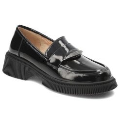 Czarne Mokasyny S.Barski Eleganckie Obuwie Damskie. Czarne mokasyny damskie S.BARSKI, ze skóry, bez obcasa. Za 289.00 zł.
