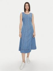United Colors Of Benetton Sukienka jeansowa 4SULDV087 Niebieski Regular Fit. Niebieskie sukienki damskie United Colors Of Benetton, bez wzorów, z bawełny, bez ramiączek. Za 599.99 zł.